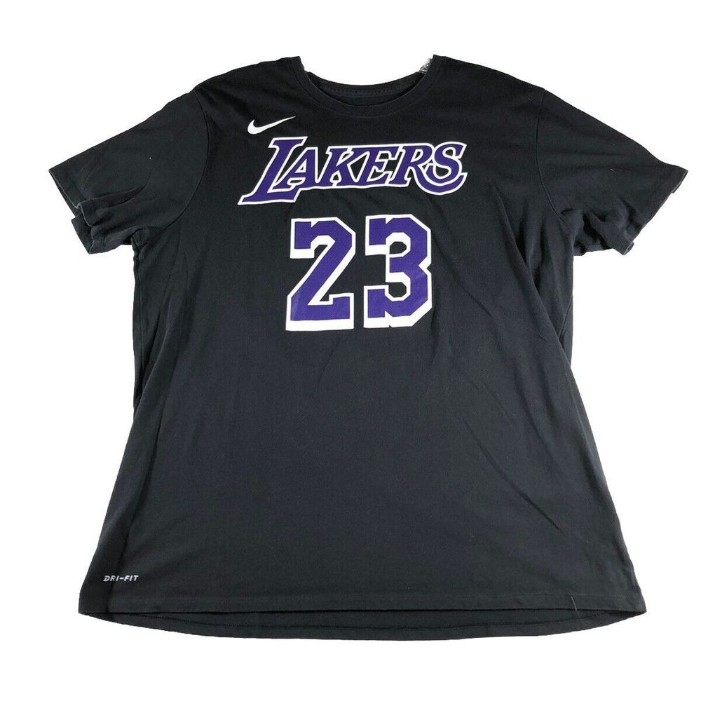Lakers LeBron James # 23 Nike Dri-Fit Athletic T-Shirt Black Size XXL